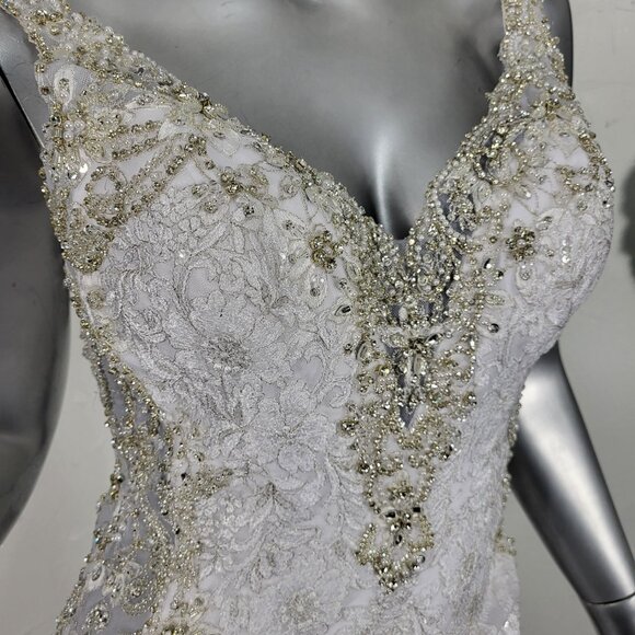 NWT~$1895~ALLURE BRIDALS~6/8~WHITE RHINESTONE MERMAID FIT & FLARE WEDDING DRESS - Picture 8 of 16